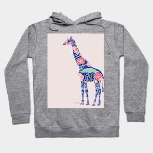 Floral Giraffe Silhouette - Pastel Pinks Hoodie